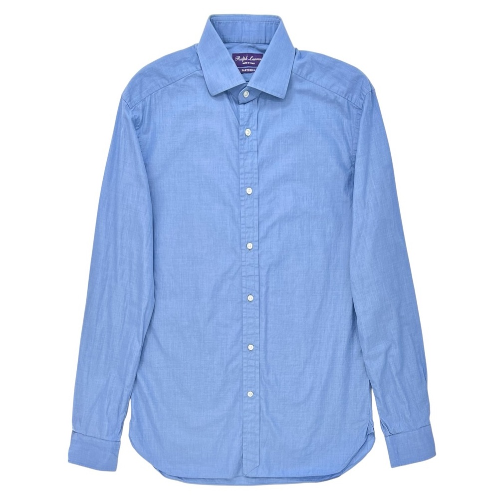 Ralph Lauren Purple Label Sartorial Aston Light Blue Cotton Button Up Shirt